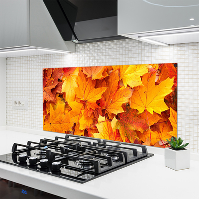 Kitchen Splashback Leaves floral yellow