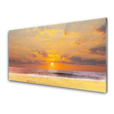 Kitchen Splashback Sea beach sun landscape blue yellow brown