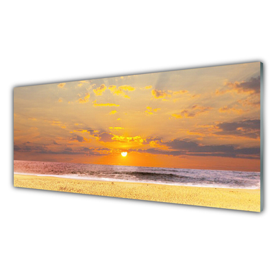 Kitchen Splashback Sea beach sun landscape blue yellow brown