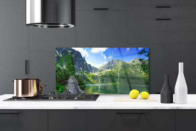 Kitchen Splashback Mountain lake nature grey green