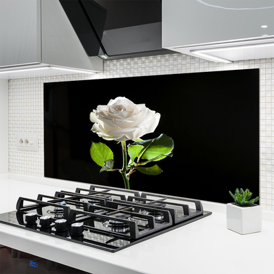 Kitchen Splashback Rose floral white