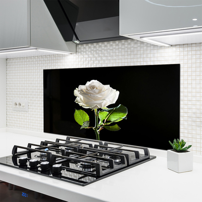 Kitchen Splashback Rose floral white