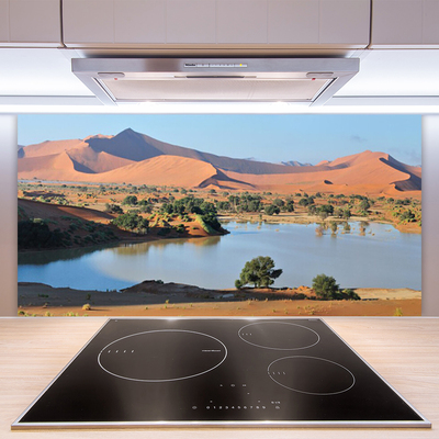 Kitchen Splashback Bay desert landscape brown green blue