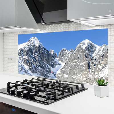 Kitchen Splashback Mountain snow landscape grey white