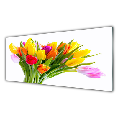 Kitchen Splashback Tulips floral yellow red pink orange