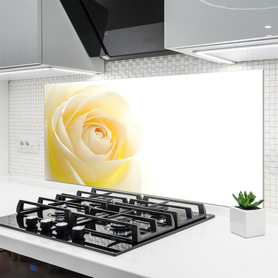 Kitchen Splashback Rose floral white yellow