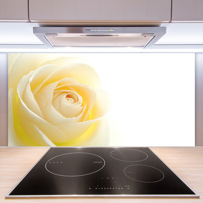 Kitchen Splashback Rose floral white yellow