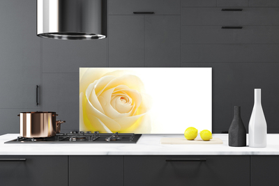 Kitchen Splashback Rose floral white yellow