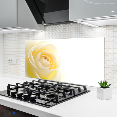 Kitchen Splashback Rose floral white yellow