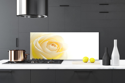 Kitchen Splashback Rose floral white yellow