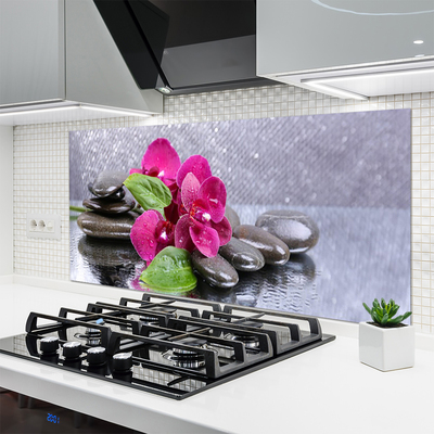 Kitchen Splashback Flower stones art red black