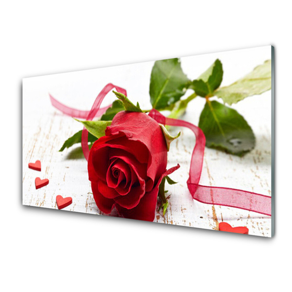 Kitchen Splashback Rose floral red