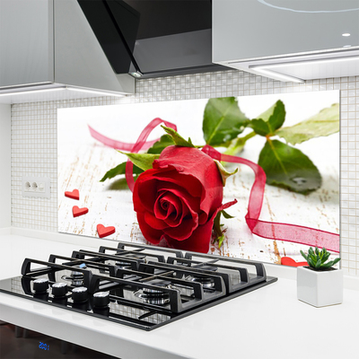 Kitchen Splashback Rose floral red