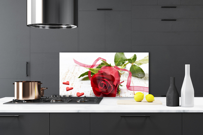 Kitchen Splashback Rose floral red