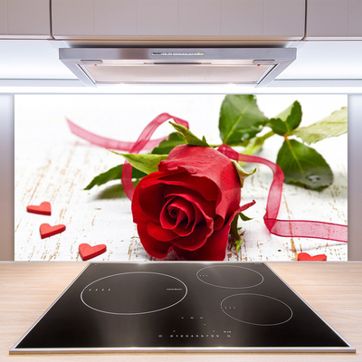 Kitchen Splashback Rose floral red