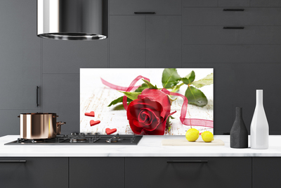 Kitchen Splashback Rose floral red