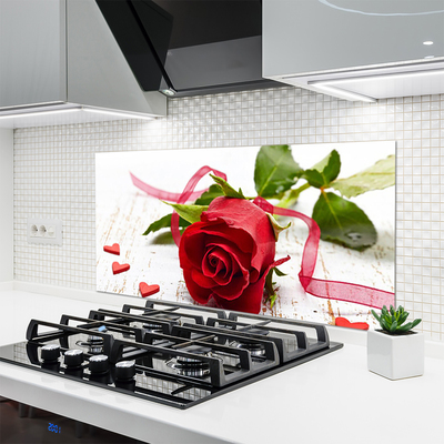 Kitchen Splashback Rose floral red