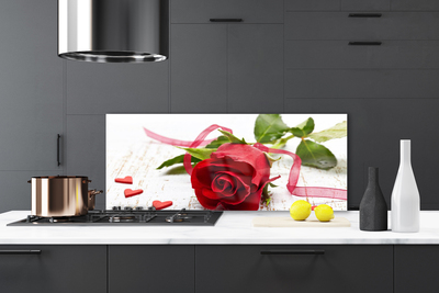 Kitchen Splashback Rose floral red