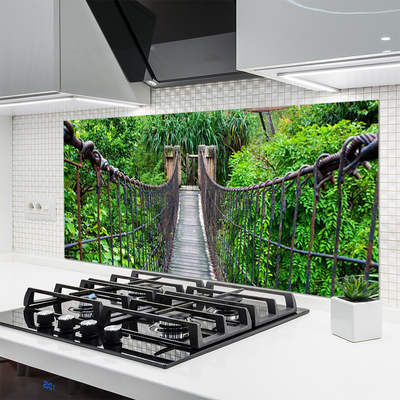 Kitchen Splashback Bridge trees architecture brown green