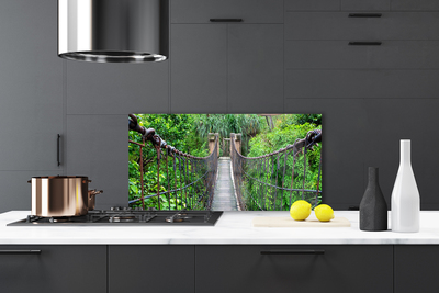 Kitchen Splashback Bridge trees architecture brown green