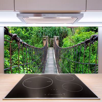 Kitchen Splashback Bridge trees architecture brown green