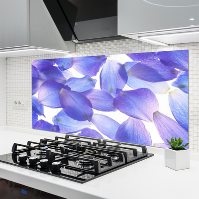 Kitchen Splashback Petals floral purple