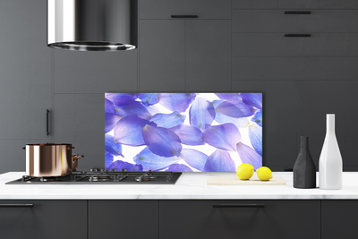 Kitchen Splashback Petals floral purple