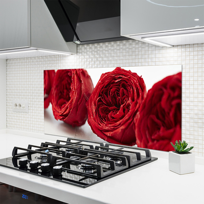 Kitchen Splashback Roses floral red