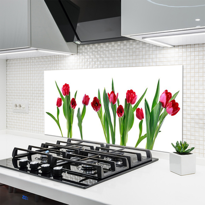 Tulup Kitchen Splashback 125x50 Tempered Glass Tulips Floral