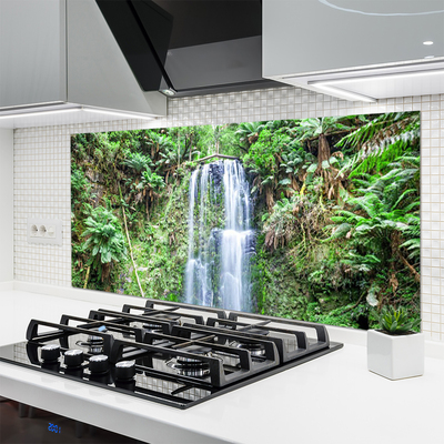 Kitchen Splashback Waterfall trees nature white brown green