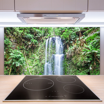 Kitchen Splashback Waterfall trees nature white brown green