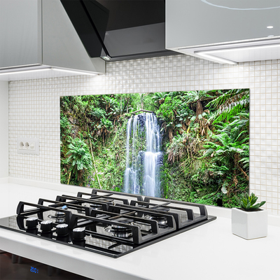 Kitchen Splashback Waterfall trees nature white brown green