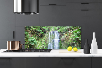 Kitchen Splashback Waterfall trees nature white brown green