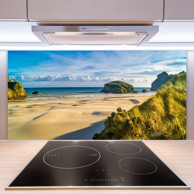 Kitchen Splashback Beach rocks landscape brown grey green