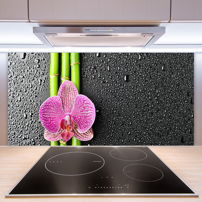 Kitchen Splashback Bamboo tube flower floral green pink