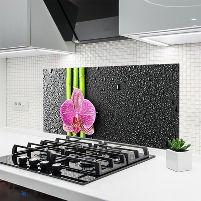 Kitchen Splashback Bamboo tube flower floral green pink