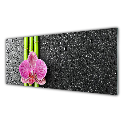 Kitchen Splashback Bamboo tube flower floral green pink