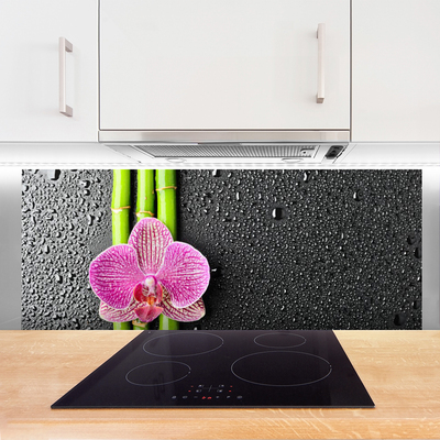 Kitchen Splashback Bamboo tube flower floral green pink