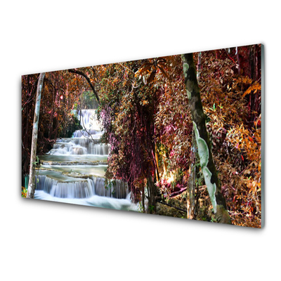 Kitchen Splashback Waterfall forest nature white brown