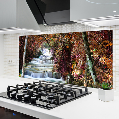 Kitchen Splashback Waterfall forest nature white brown