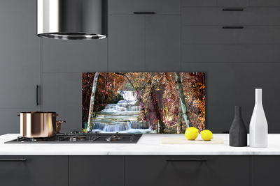 Kitchen Splashback Waterfall forest nature white brown