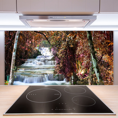 Kitchen Splashback Waterfall forest nature white brown