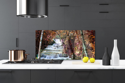 Kitchen Splashback Waterfall forest nature white brown