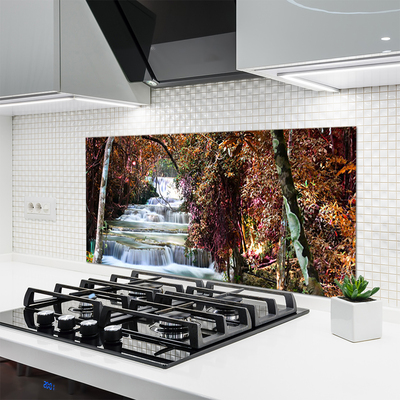 Kitchen Splashback Waterfall forest nature white brown