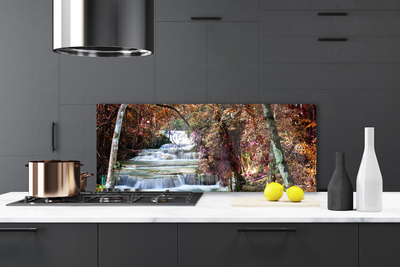 Kitchen Splashback Waterfall forest nature white brown