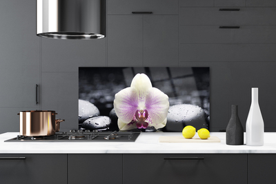 Kitchen Splashback Flower stones floral pink white black