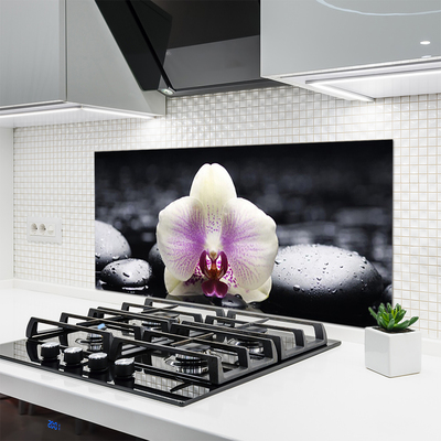 Kitchen Splashback Flower stones floral pink white black