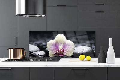 Kitchen Splashback Flower stones floral pink white black