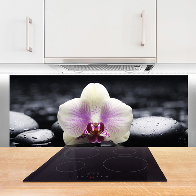 Kitchen Splashback Flower stones floral pink white black