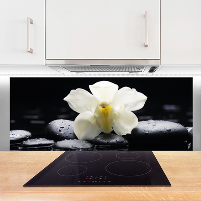 Kitchen Splashback Flower stones floral white black